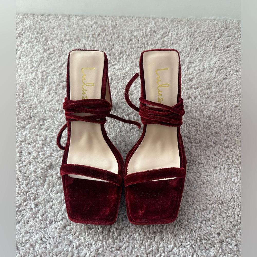 Lulu's Deep Burgundy Strappy Heels